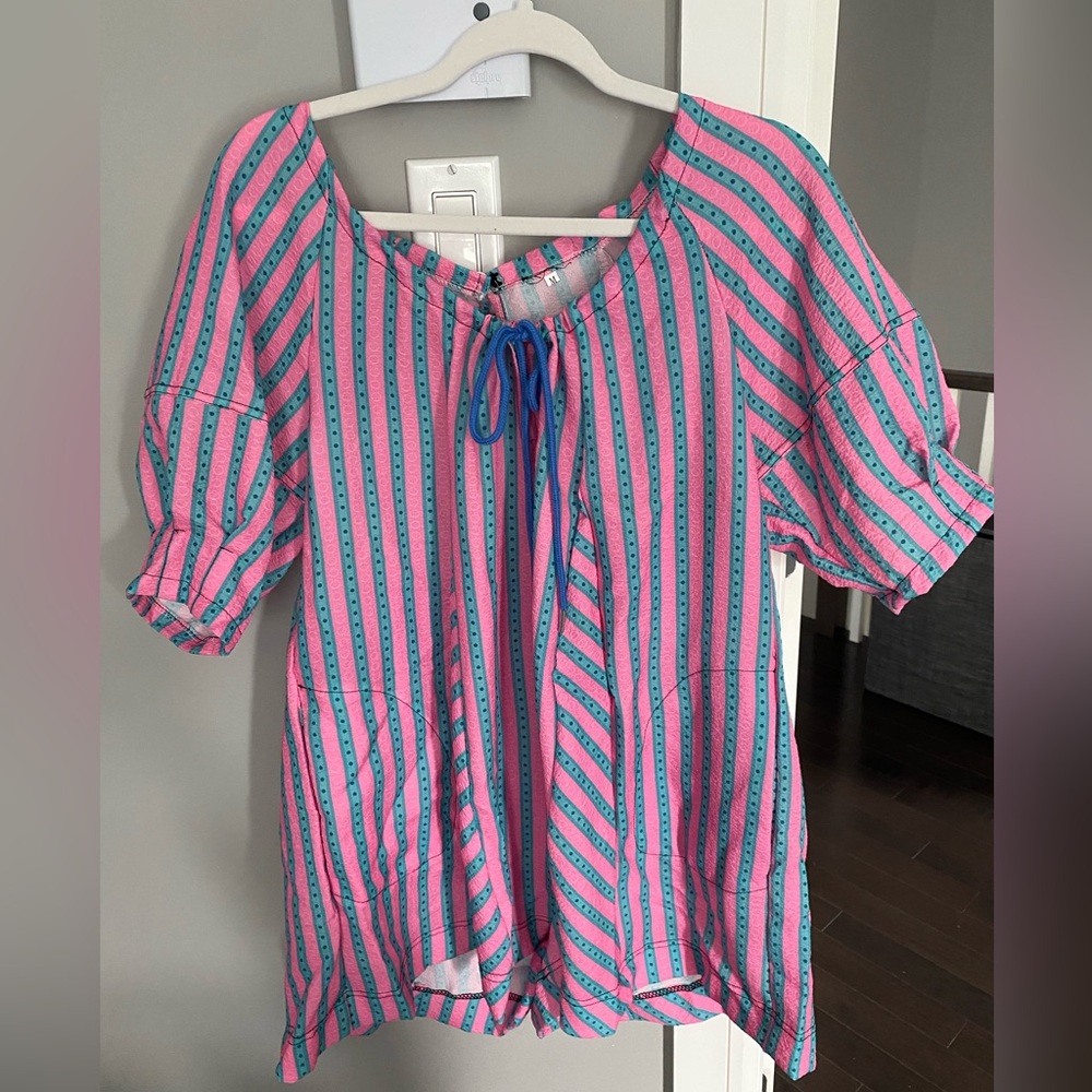 Amazon Pink and Blue Striped Romper